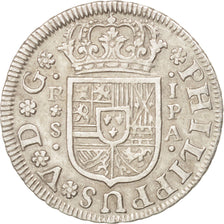SPAIN, Real, 1734, Seville, KM #354, AU(50-53), Silver, 2.97