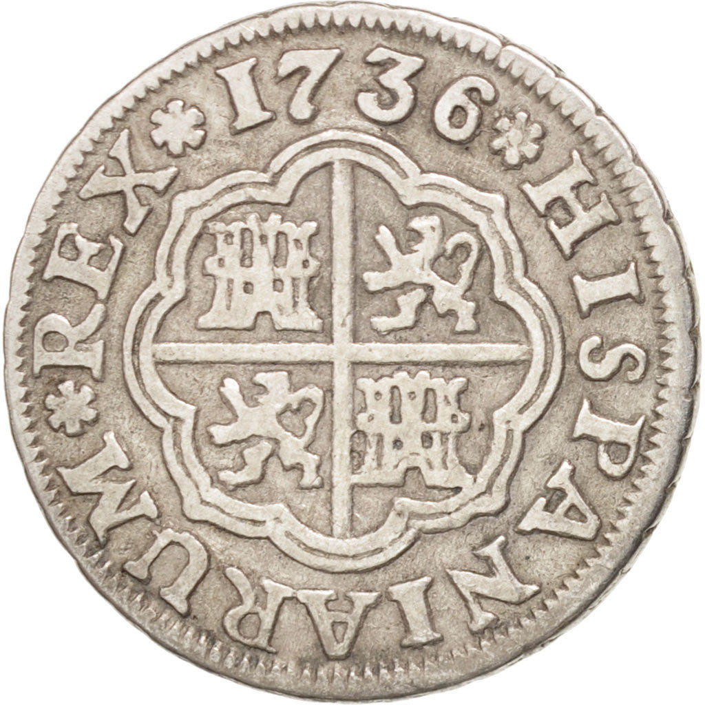 SPAIN, Real, 1736, Seville, KM #354, EF(40-45), Silver, 2.76