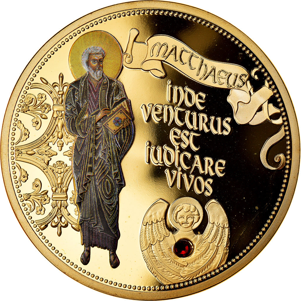 France, Medal, Les 12 Apôtres - Matthieu, MS(65-70), Copper Gilt