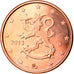 Finland, 5 Euro Cent, 2013, Vantaa, MS(60-62), Copper Plated Steel, KM:100