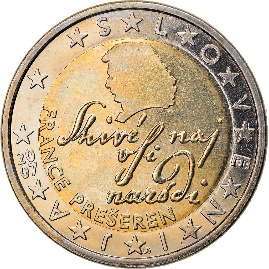 Slovenia, 2 Euro, 2007, Vantaa, MS(60-62), Bi-Metallic, KM:75