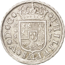 SPAIN, Real, 1738, Seville, KM #354, AU(50-53), Silver, 2.92