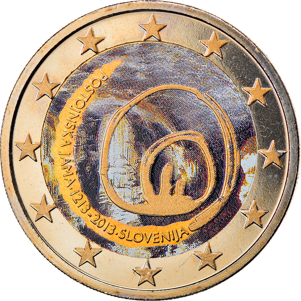 Slovenia, 2 Euro, Postojinska Jama, 2013, Colourized, MS(63), Bi-Metallic