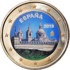 Spanje, 2 Euro, Escurial, 2013, Madrid, Colourized, UNC-, Bi-Metallic, KM:New