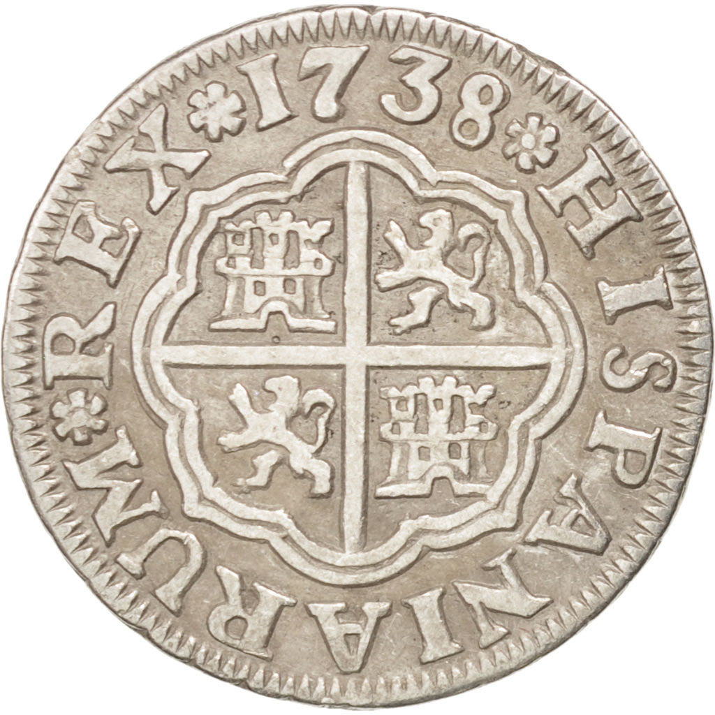 Spagna, Philip V, Real, 1738, Seville, BB, Argento, KM:354