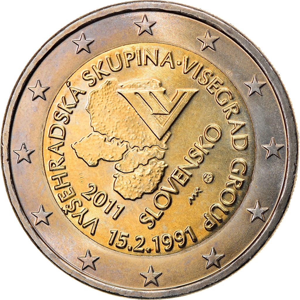 Słowacja, 2 Euro, Vysehradska Skupina, 2011, MS(60-62), Bimetaliczny