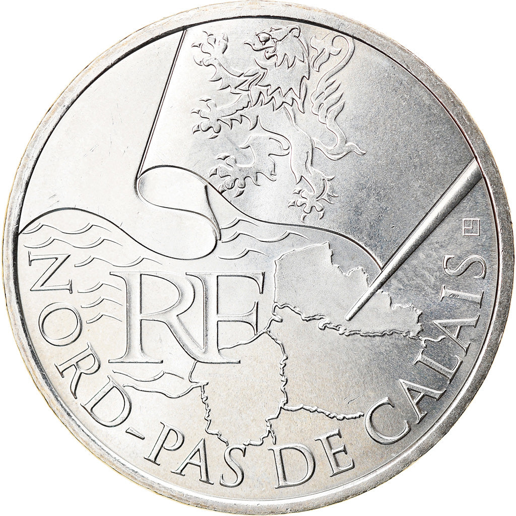 France, 10 Euro, Nord-Pas de Calais, 2010, Paris, MS(60-62), Silver