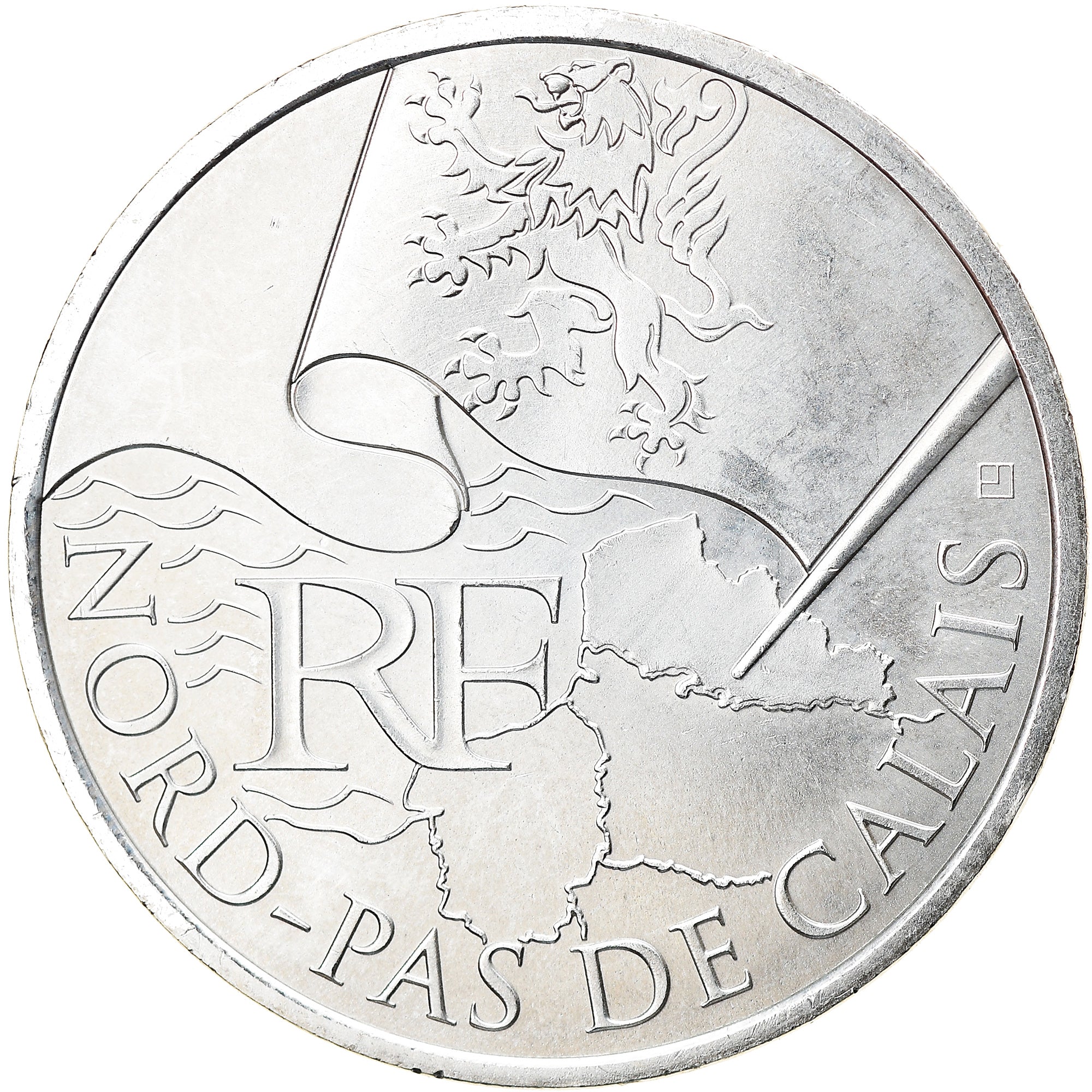 France, 10 Euro, Nord-Pas de Calais, 2010, Paris, MS(63), Silver, Gadoury:EU399