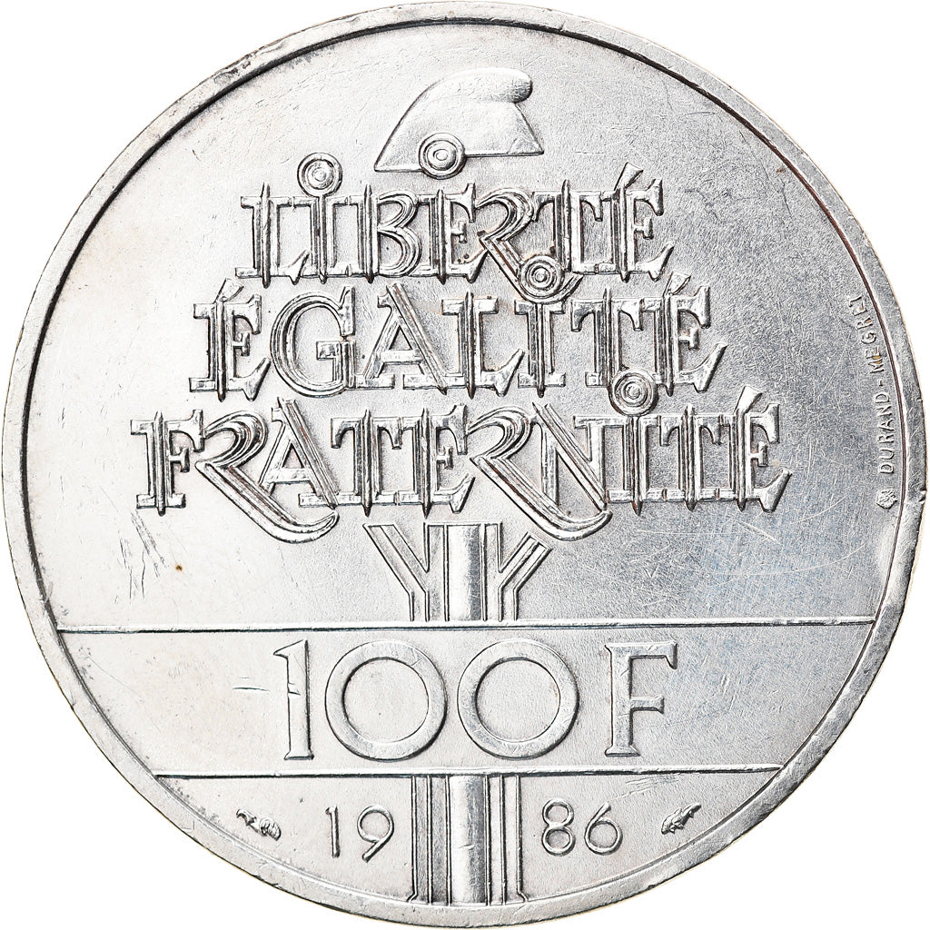 Coin, France, Statue de la Liberté, 100 Francs, 1986, AU(55-58), Silver