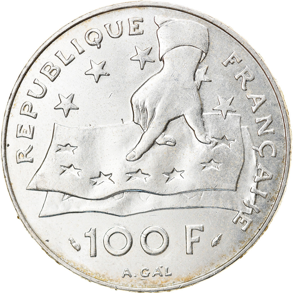 Coin, France, Descartes, 100 Francs, 1991, AU(55-58), Silver, KM:996