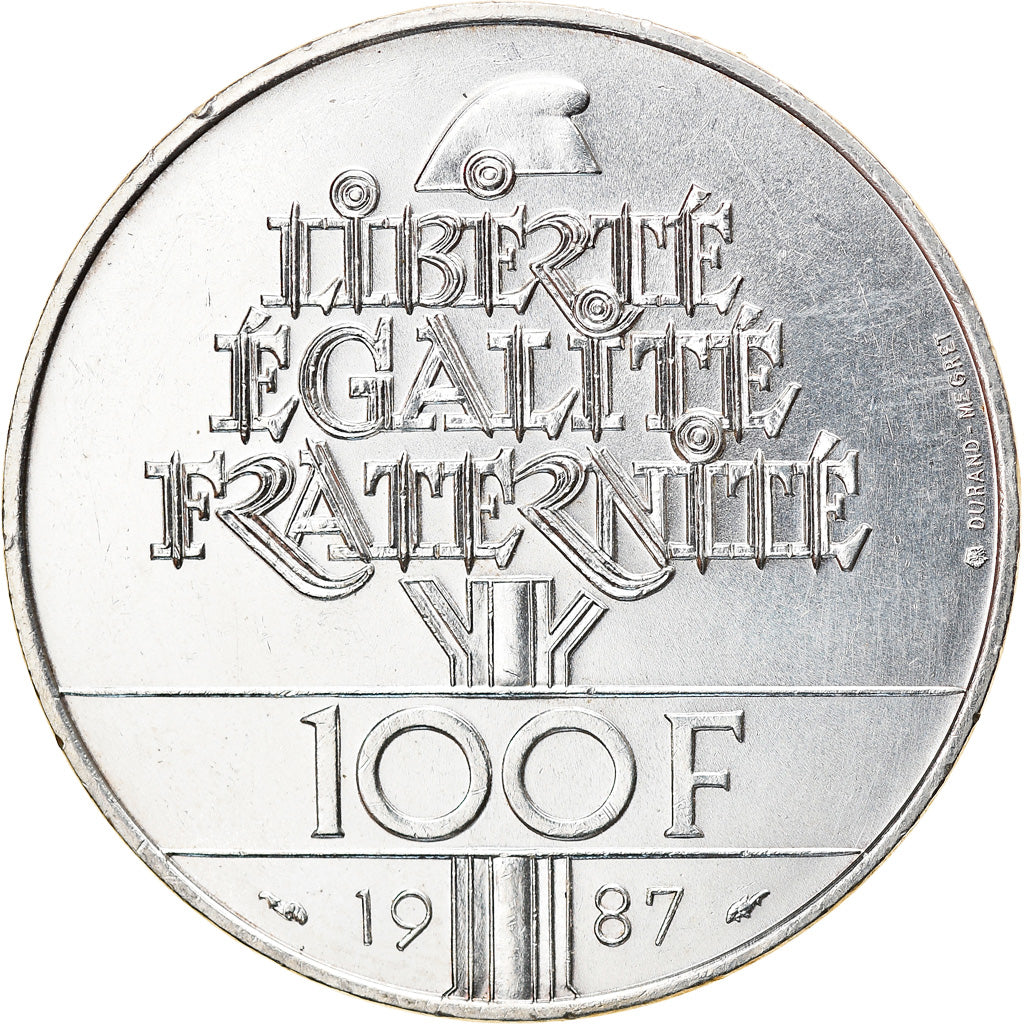 Coin, France, Lafayette, 100 Francs, 1987, Paris, MS(60-62), Silver, KM:962