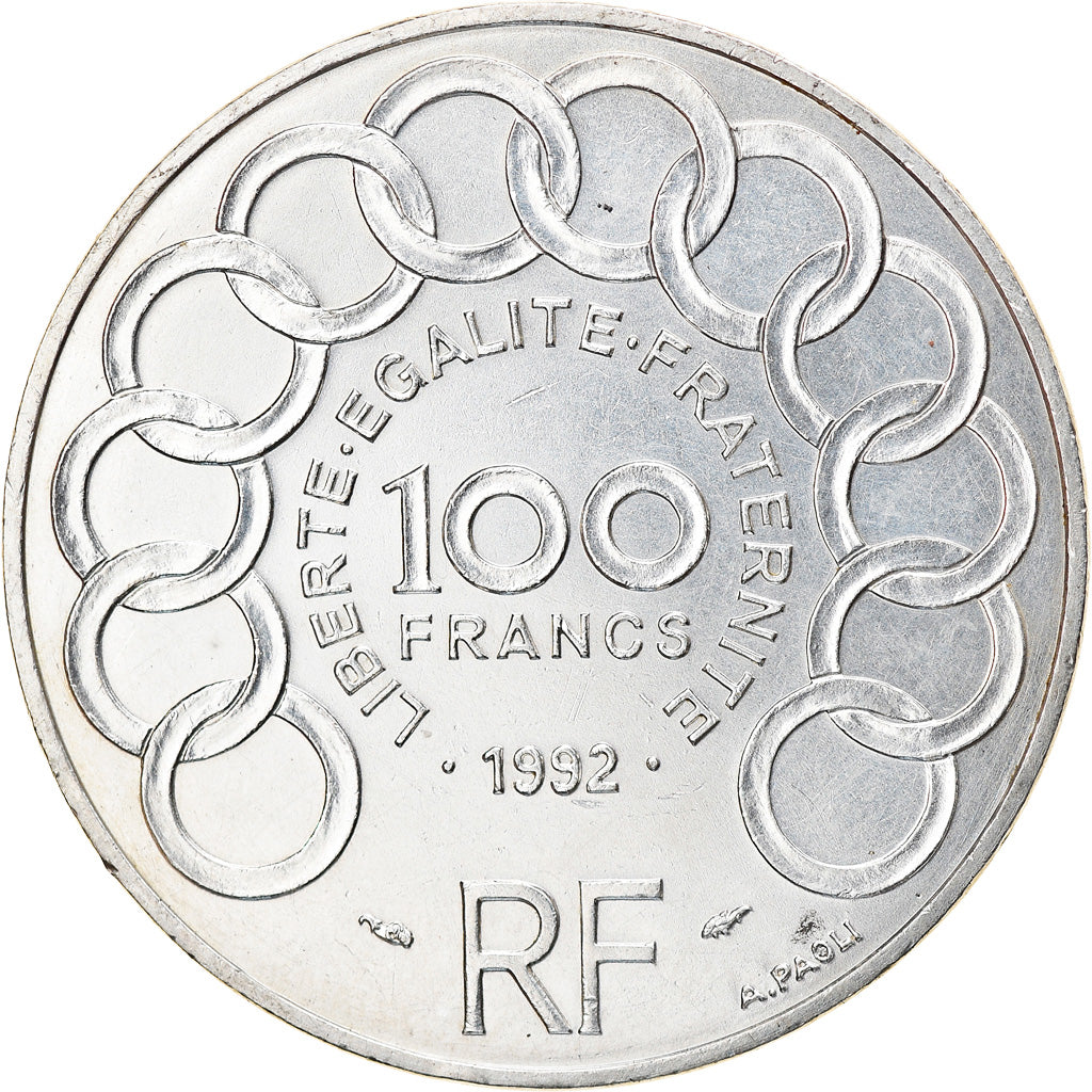 Münze, Frankreich, Jean Monnet, 100 Francs, 1992, VZ+, Silber, KM:1120