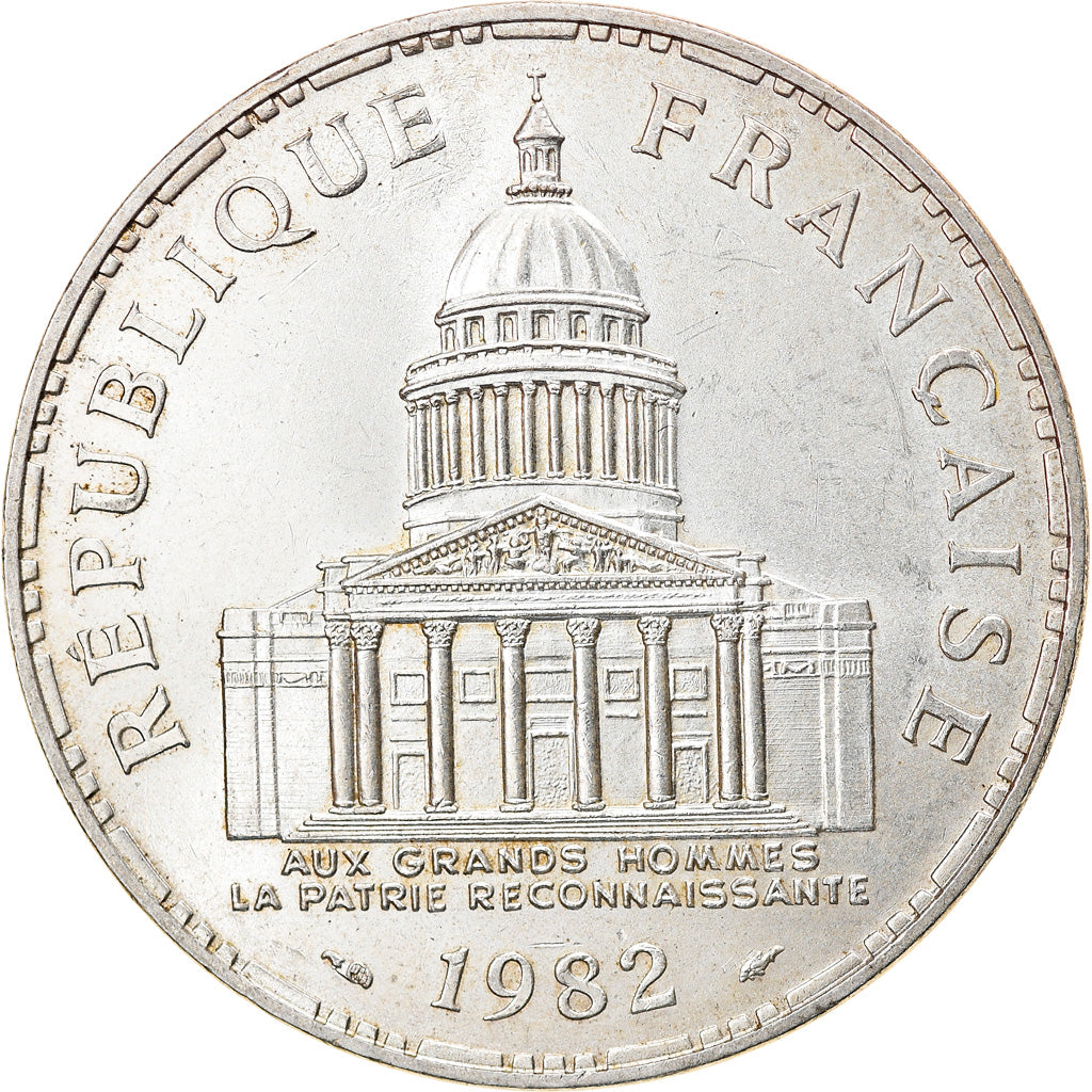Moeda, França, Panthéon, 100 Francs, 1982, Paris, MS(60-62), Prata, KM:951.1