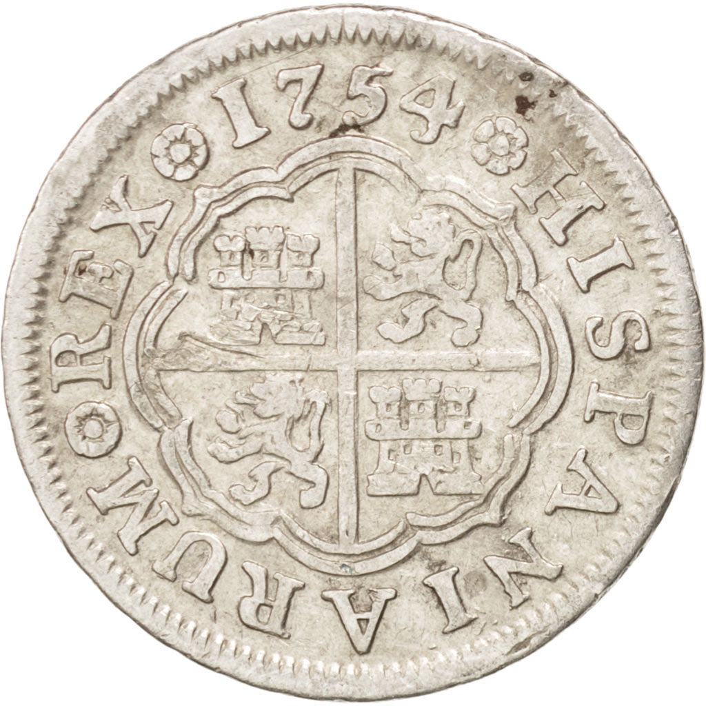 Spagna, Ferdinand VI, Real, 1754, Madrid, BB, Argento, KM:369.1