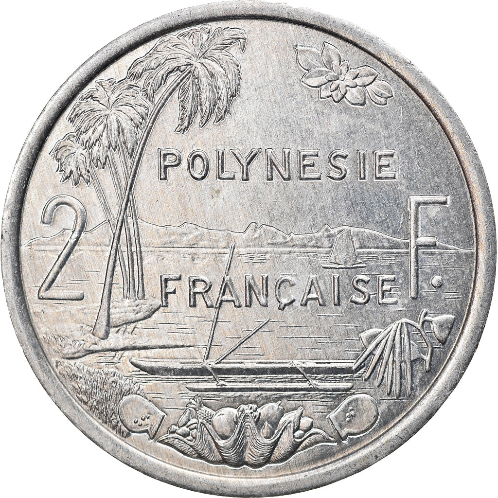 Coin, French Polynesia, 2 Francs, 2004, Paris, MS(63), Aluminum, KM:10