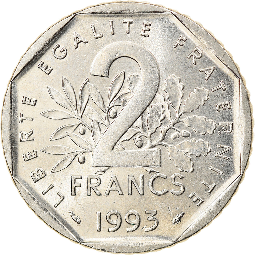 Moneta, Francia, Jean Moulin, 2 Francs, 1993, SPL, Nichel, KM:1062, Gadoury:548