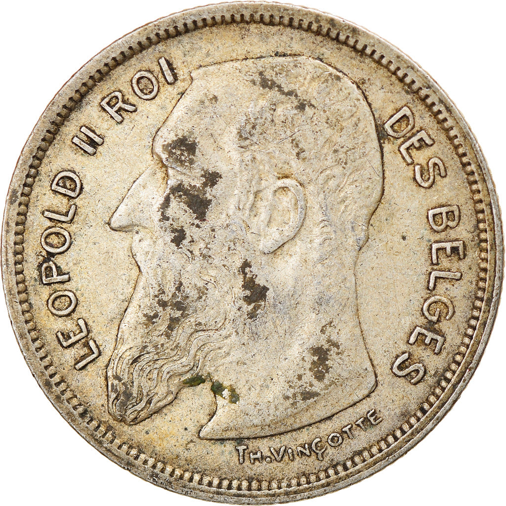 Moneta, Belgio, Leopold II, 2 Francs, 2 Frank, 1909, MB+, Argento, KM:58.1