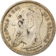 Moneta, Belgio, Leopold II, 2 Francs, 2 Frank, 1909, MB+, Argento, KM:58.1
