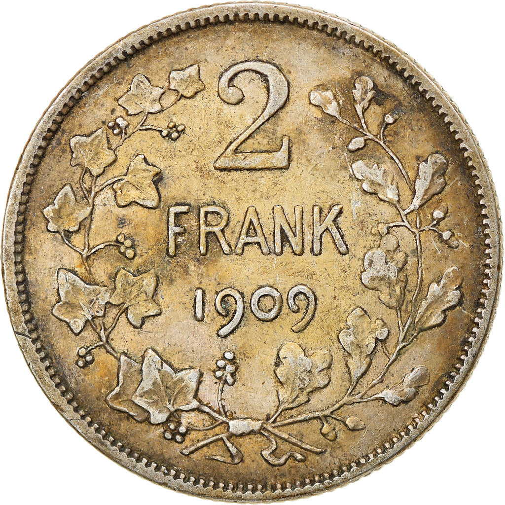 Moneta, Belgio, 2 Francs, 2 Frank, 1909, BB, Argento