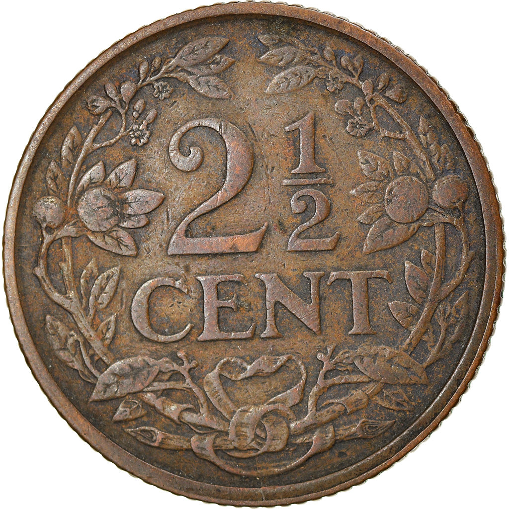 Coin, Netherlands, Wilhelmina I, 2-1/2 Cent, 1913, EF(40-45), Bronze, KM:150