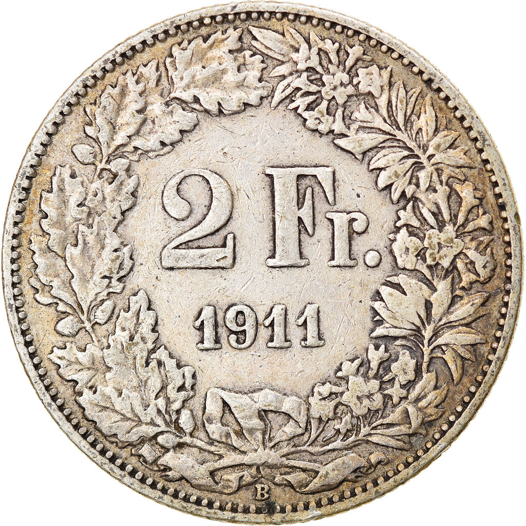 Coin, Switzerland, 2 Francs, 1911, Bern, VF(30-35), Silver, KM:21