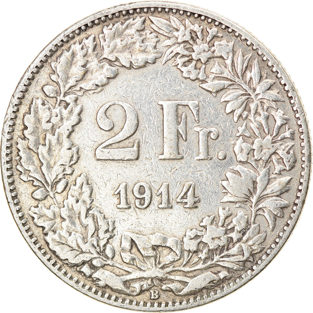 Moneta, Svizzera, 2 Francs, 1914, Bern, MB+, Argento, KM:21