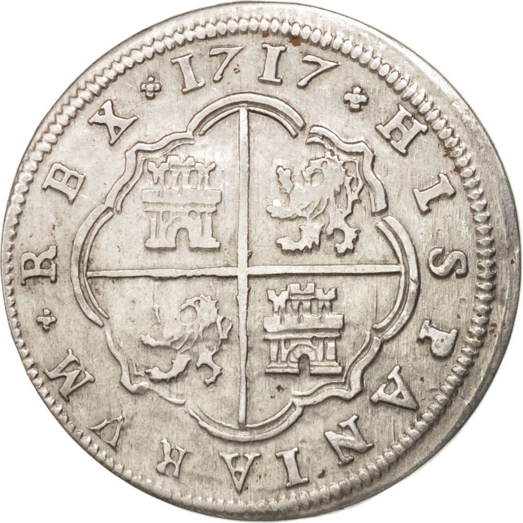 Spagna, Philip V, 2 Réales, 1717, Segovia, BB+, Argento, KM:297