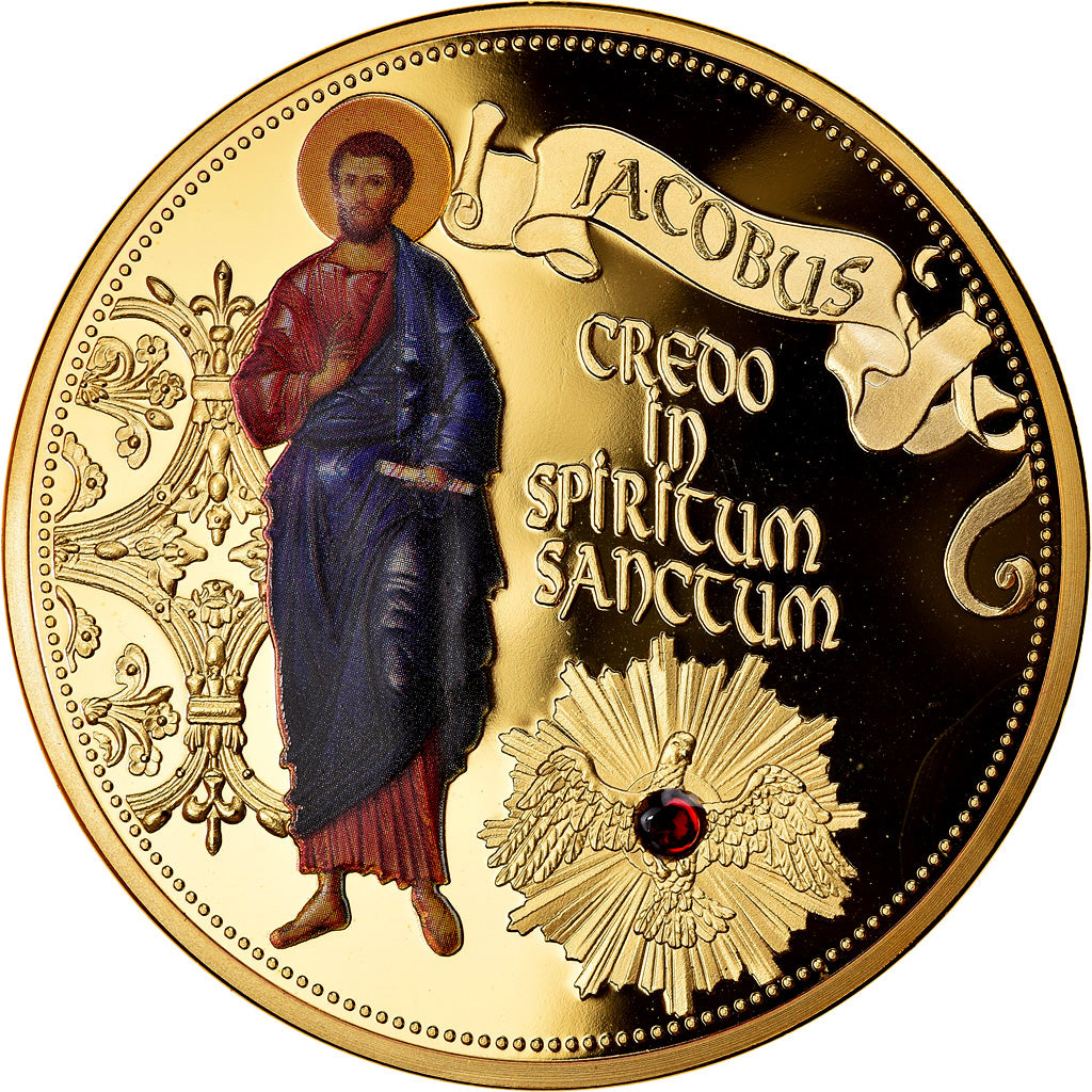 France, Medal, Les 12 Apôtres - Jacques le Mineur, MS(65-70), Copper Gilt