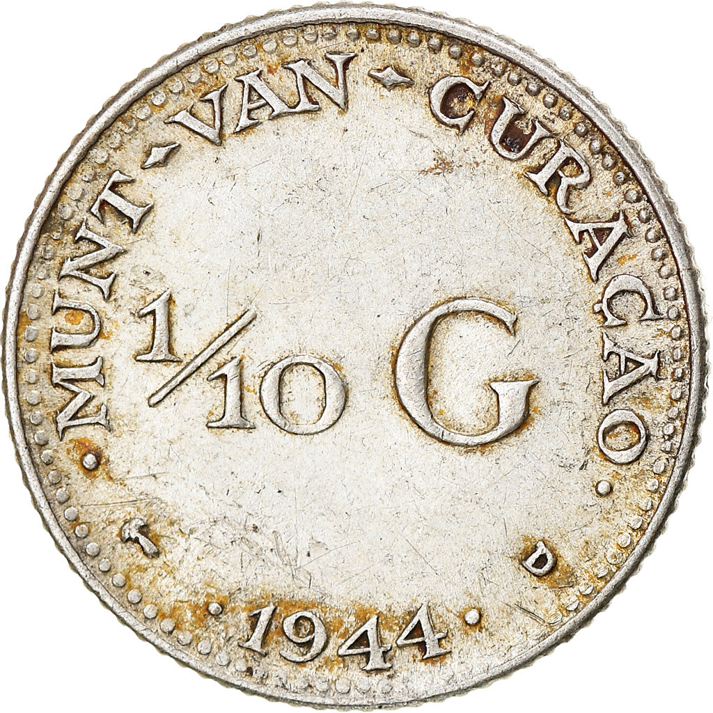 Munten, Curacao, 1/10 Gulden, 1944, Denver, USA, PR+, Zilver, KM:43
