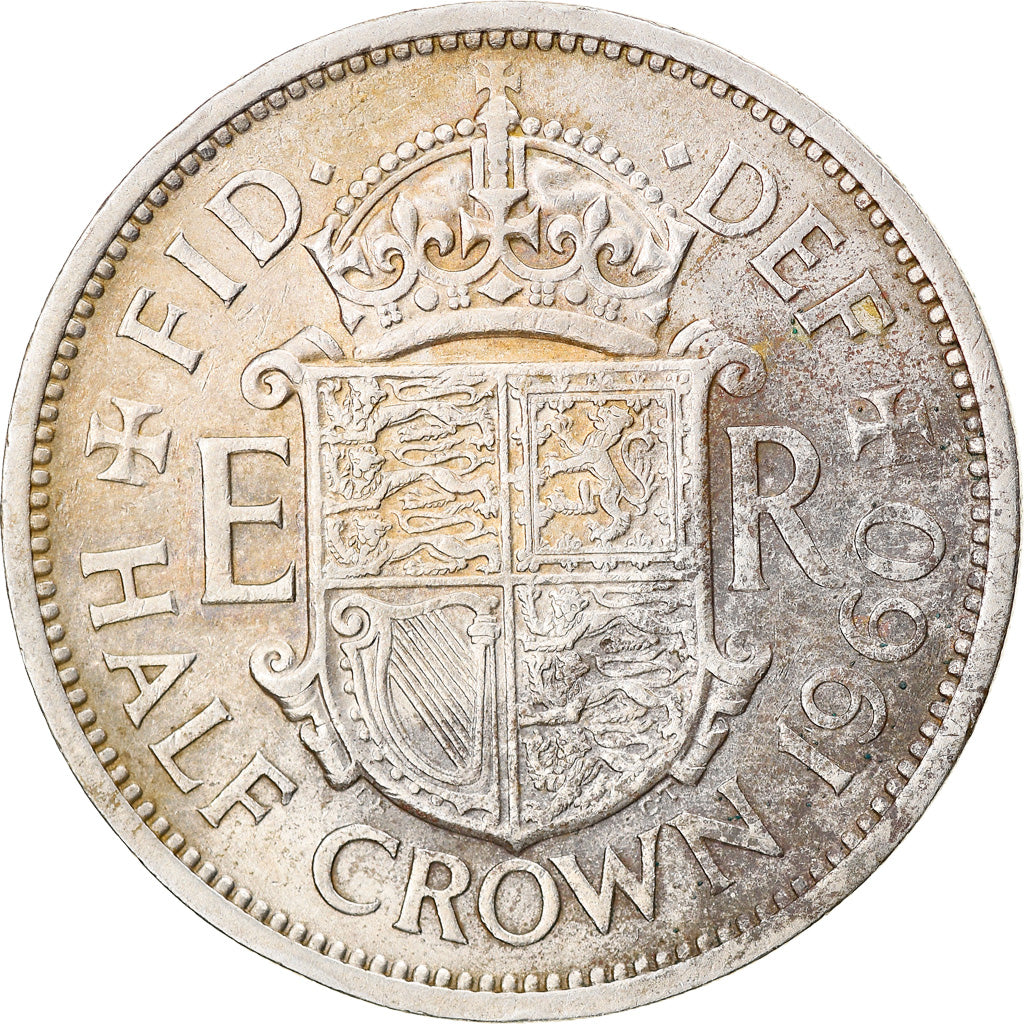 Coin, Great Britain, Elizabeth II, 1/2 Crown, 1960, EF(40-45), Copper-nickel
