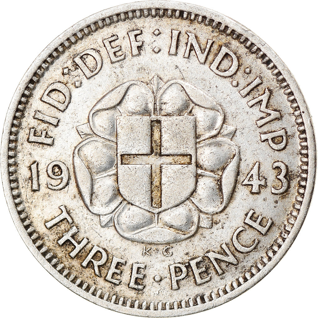 Coin, Great Britain, George VI, 3 Pence, 1943, EF(40-45), Silver, KM:848