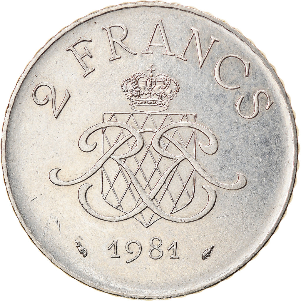 Coin, Monaco, Rainier III, 2 Francs, 1981, AU(50-53), Nickel, KM:157