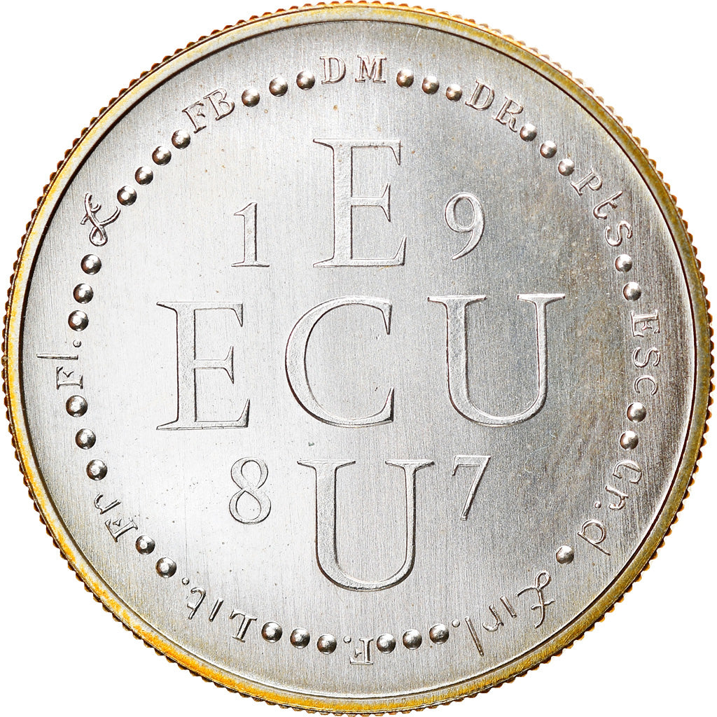 France, Medal, European coinage test, 1 ecu, History, 1987, MS(65-70), Silver