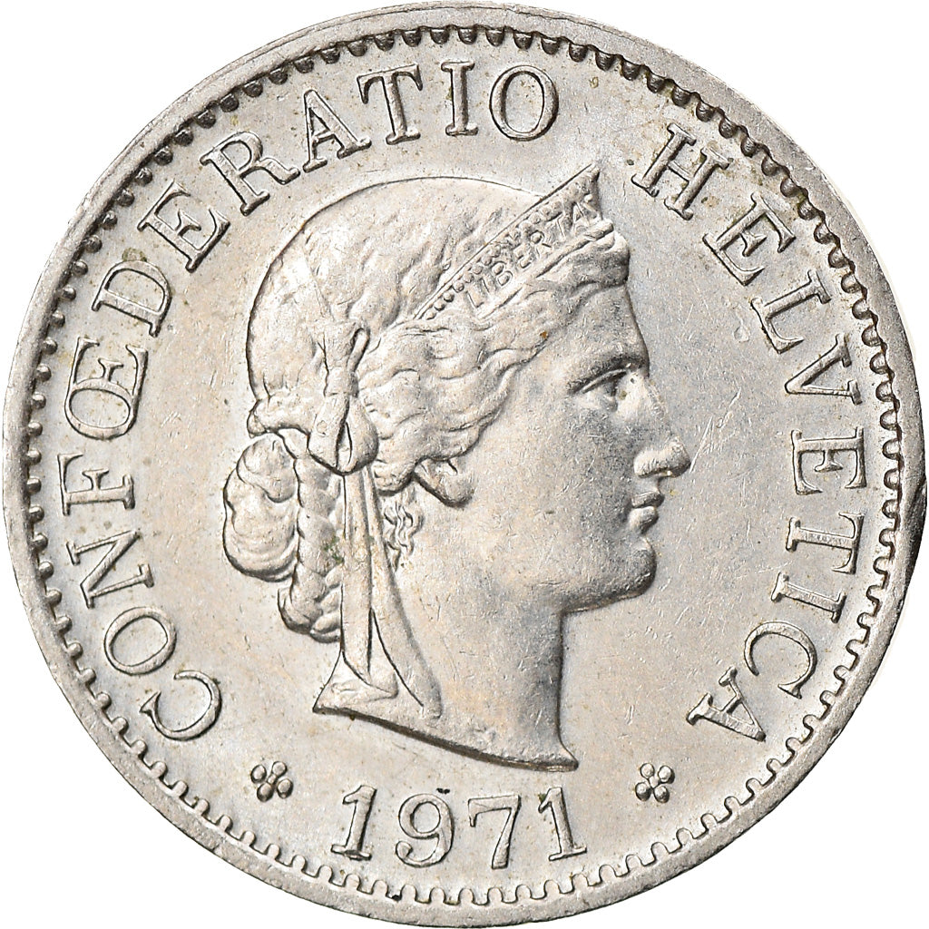 Coin, Switzerland, 5 Rappen, 1971, Bern, MS(60-62), Copper-nickel, KM:26