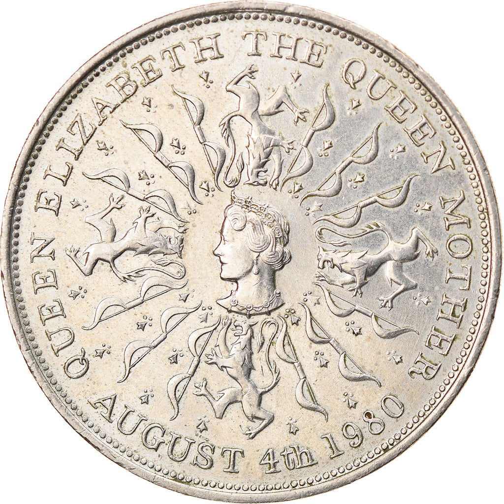 Coin, Great Britain, Elizabeth II, 80th Birthday of Queen Mother, 25 New Pence