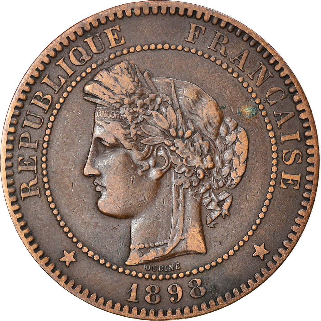 Munten, Frankrijk, Cérès, 10 Centimes, 1898, Paris, ZF, Bronze, KM:815.1