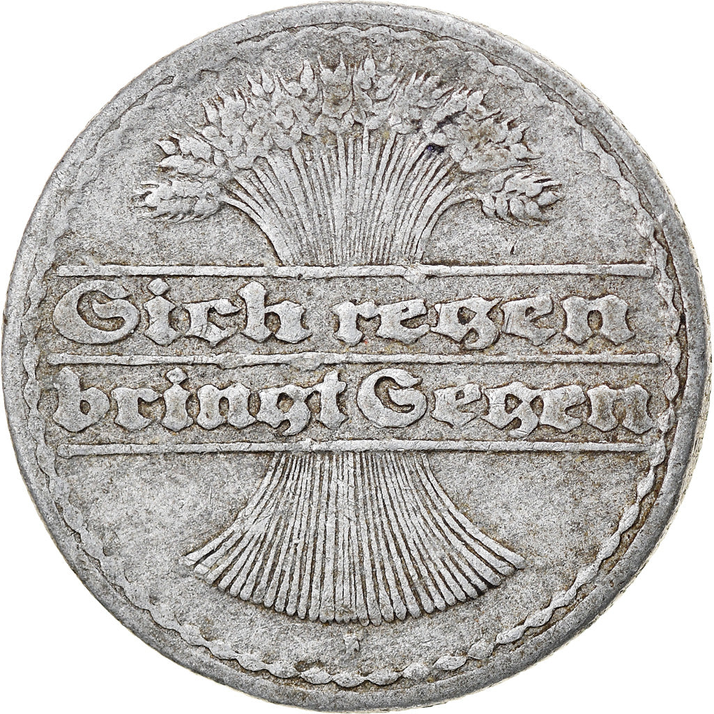 Munten, Duitsland, Weimarrepubliek, 50 Pfennig, 1921, Stuttgart, FR, Aluminium