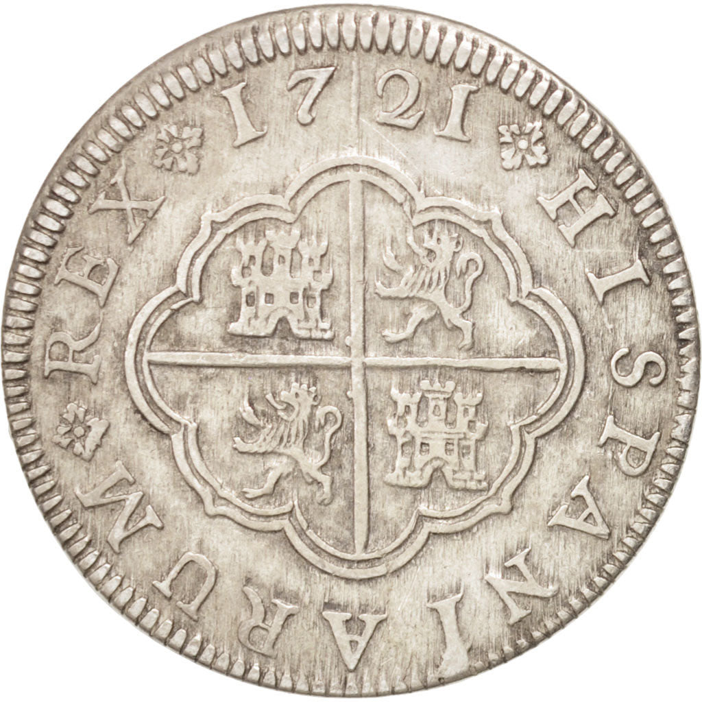Moneda, España, Philip V, 2 Reales, 1721, Segovia, MBC+, Plata, KM:297