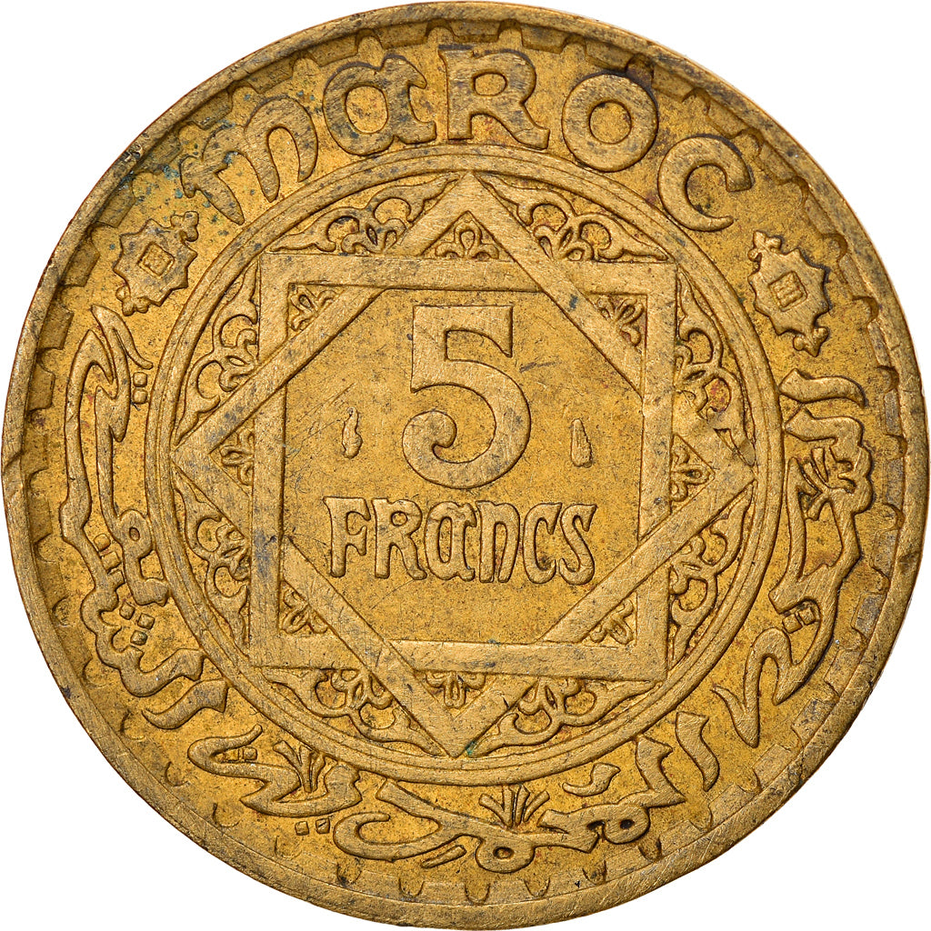 Moeda, Marrocos, Mohammed V, 5 Francs, 1365, Paris, AU(50-53), Alumínio-Bronze