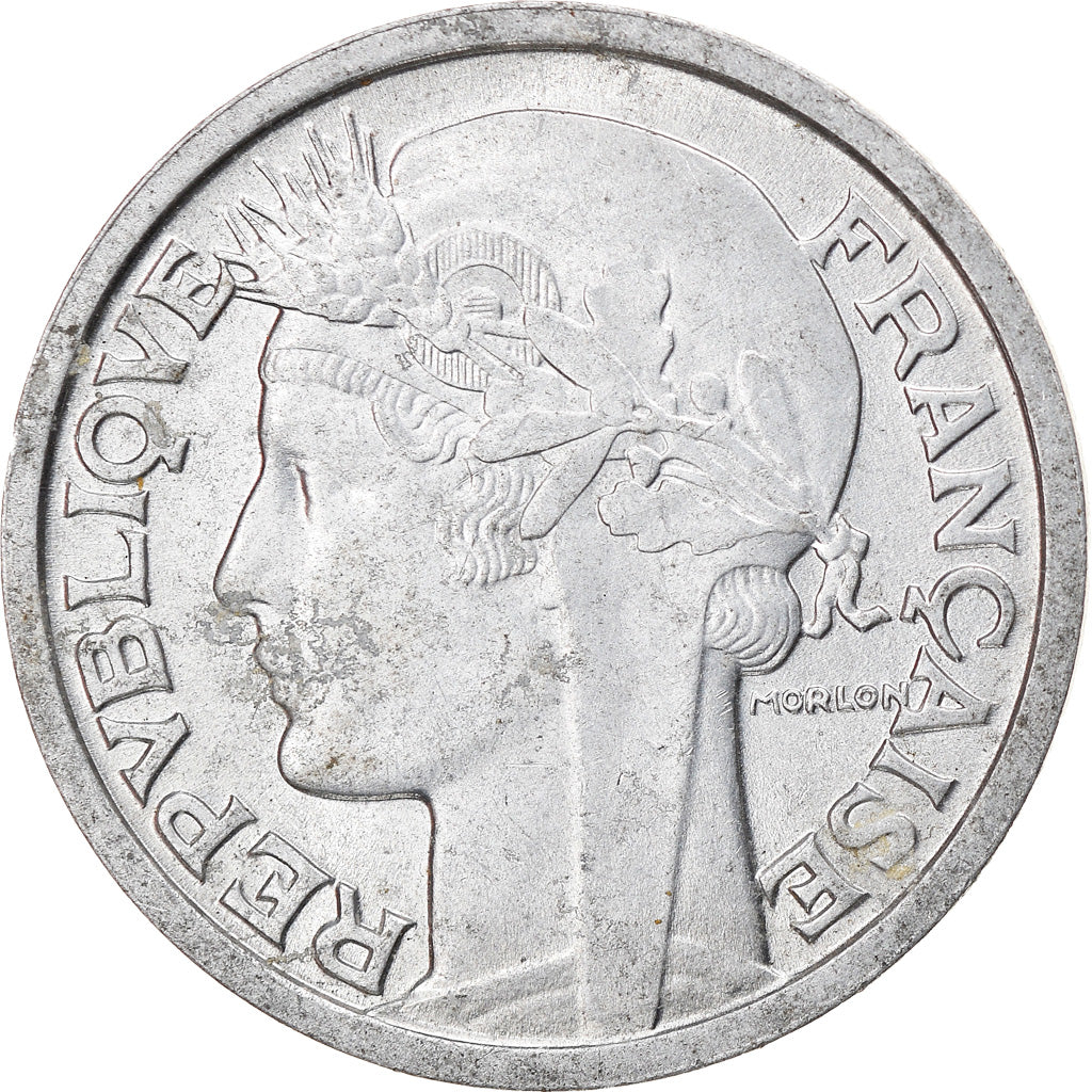 Moneta, Francja, Morlon, 2 Francs, 1958, AU(55-58), Aluminium, KM:886a.1
