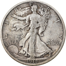 Coin, United States, Walking Liberty Half Dollar, Half Dollar, 1918, U.S. Mint