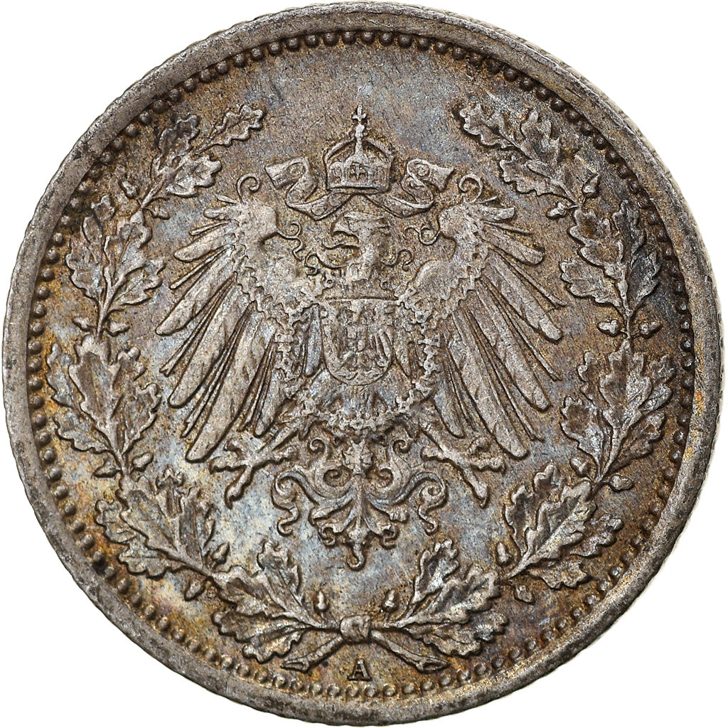 Moneda, ALEMANIA - IMPERIO, 1/2 Mark, 1918, Munich, MBC, Plata, KM:17