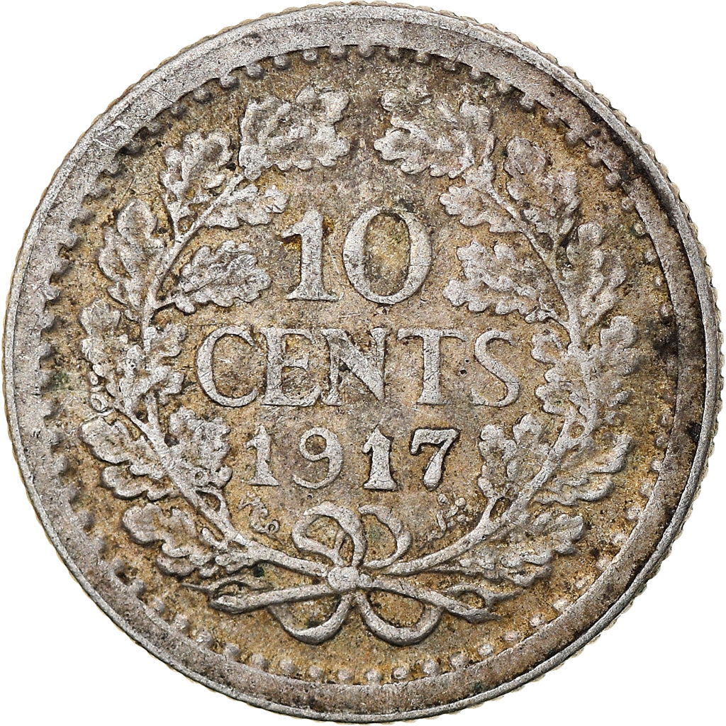 Coin, Netherlands, Wilhelmina I, 10 Cents, 1917, EF(40-45), Silver, KM:145