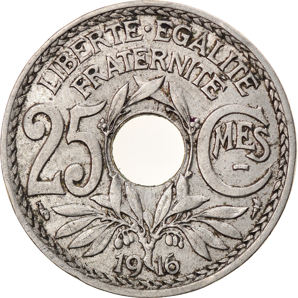 Moneta, Francia, Lindauer, 25 Centimes, 1916, MB+, Nichel, KM:867, Gadoury:379