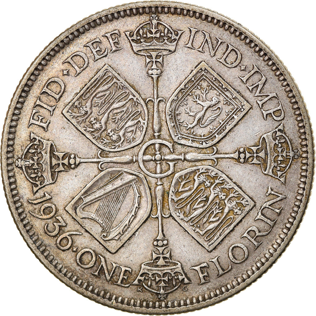 Coin, Great Britain, George V, Florin, Two Shillings, 1936, VF(30-35), Silver