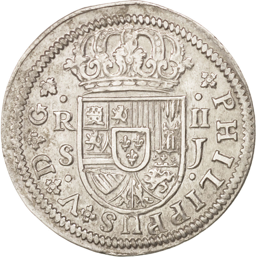 Coin, Spain, Philip V, 2 Reales, 1721, Seville, AU(50-53), Silver, KM:307