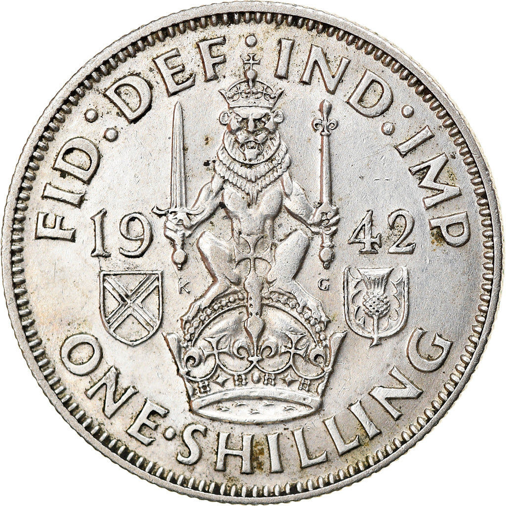 Coin, Great Britain, George VI, Shilling, 1942, AU(50-53), Silver, KM:854