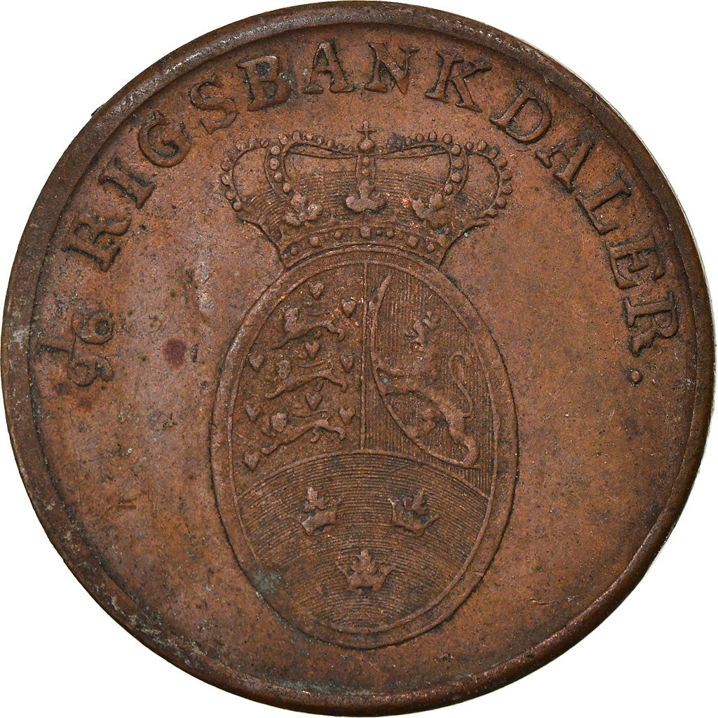 Coin, Denmark, Frederik VI, Rigsbankskilling, 1818, EF(40-45), Copper, KM:688
