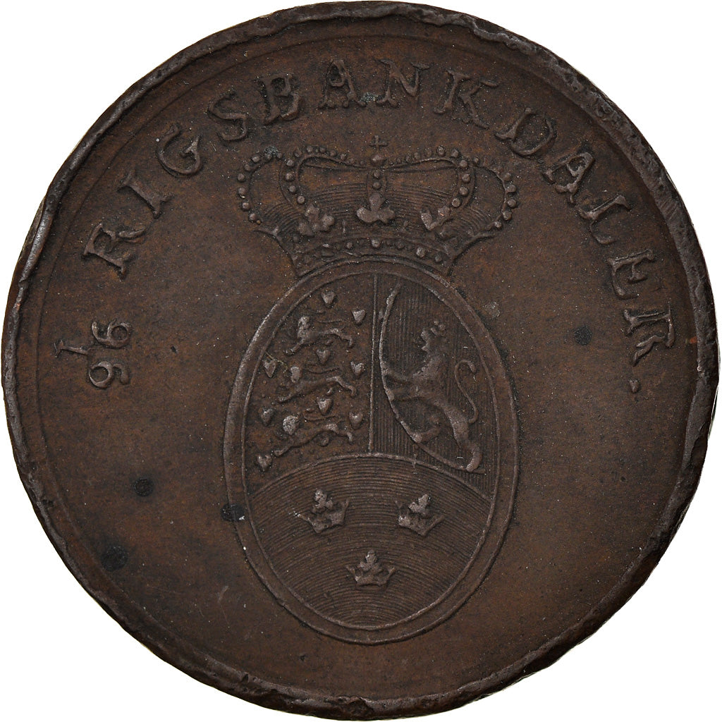 Coin, Denmark, Frederik VI, Rigsbankskilling, 1818, VF(30-35), Copper, KM:688