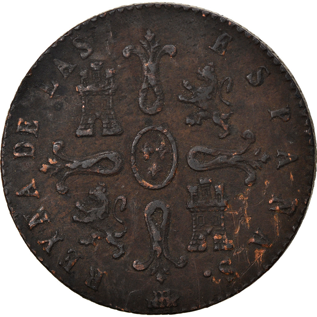 Moneda, España, Isabel II, 8 Maravedis, 1843, Jubia, MBC, Cobre, KM:531.2